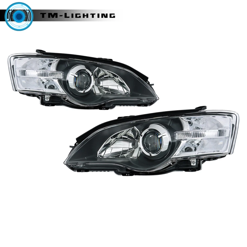 Headlight For Subaru Legacy/Outback 2005-2007 Pair Projector Halogen Clear Black - Image 2 of 4
