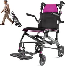 Sedia a rotelle da trasporto leggera pieghevole sedia da viaggio 19,4 libbre