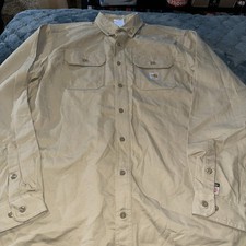 Carhartt FR Shirt Mens L Tall Khaki Work Button Up CAT 2 FRS160 KHI