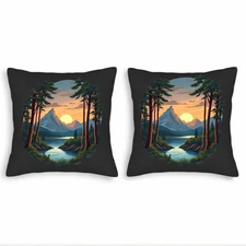 Serene Landscape Throw Pillow Covers - Set of 2 18x18in Cushion Cases