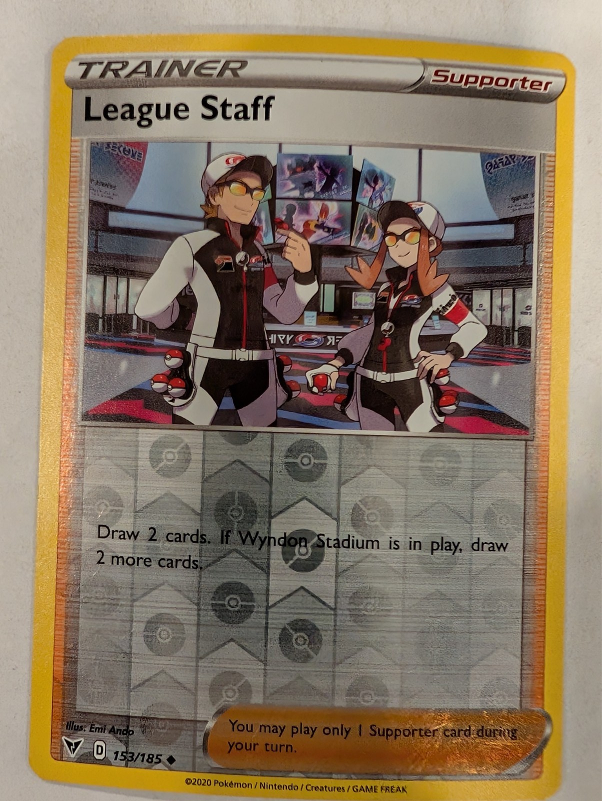 League Staff 153/185 Vivid Voltage Pokemon Reverse Holo Foil Nice!