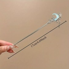 Rhinestone Crescent Moon Tassel Hairpin Ornamental Headdress