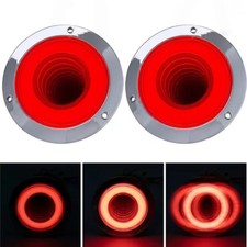2pcs 4 Round Led Truck Tail Marker Rear Taillights Led Brake Light Warning Lamp