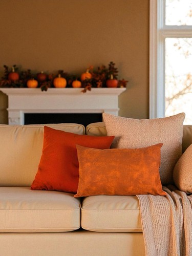 Handmade Ember Autumn Throw Pillow Cover 12x18 Inches - Picture 3 of 3