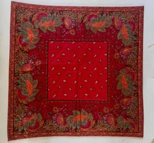 French Provencal Style Pierre Deux? F loral Cloth Table Topper 24” Square EC