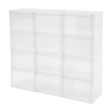 12x Acrylic Clear Shoe Display Case Stackable Shoe Boxes for Closets Bedrooms