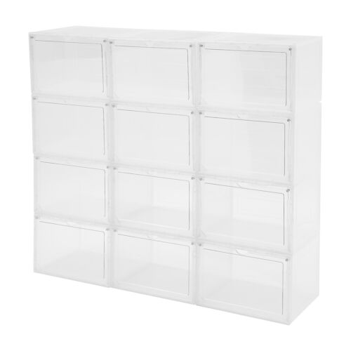12 Stück Acryl stapelbare Schuhkartons Schuhvitrinen groß Aufbewahrungsschrank - Bild 15 von 15