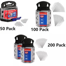 WORKPRO 50PK/100PK/200PKS Utility Knife Blades SK5 Steel Box Cutters w/Dispenser