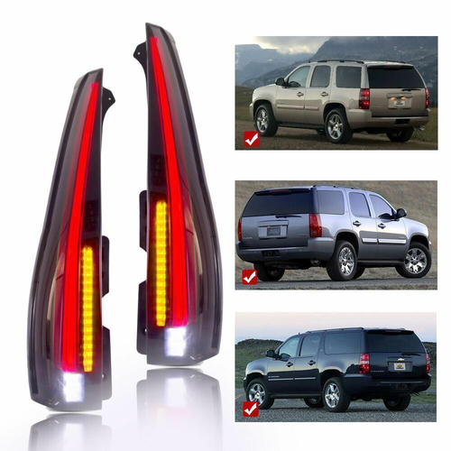 Set of For 07-14 GMC Yukon Chevy Chevrolet Suburban Tahoe Smoked LED Tail Lights - Picture 6 of 6
