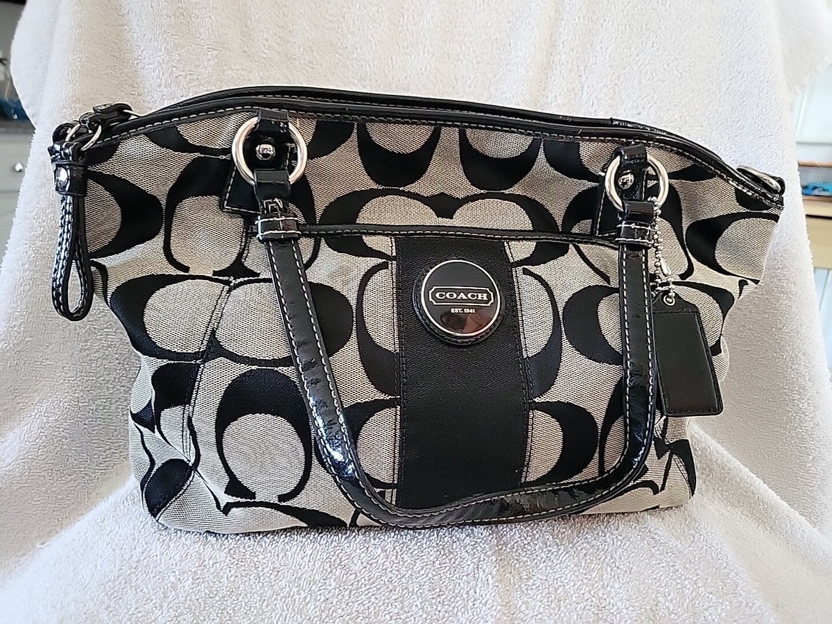 COACH's Signature 2Way Shoulder Bag Canvas Leather Black