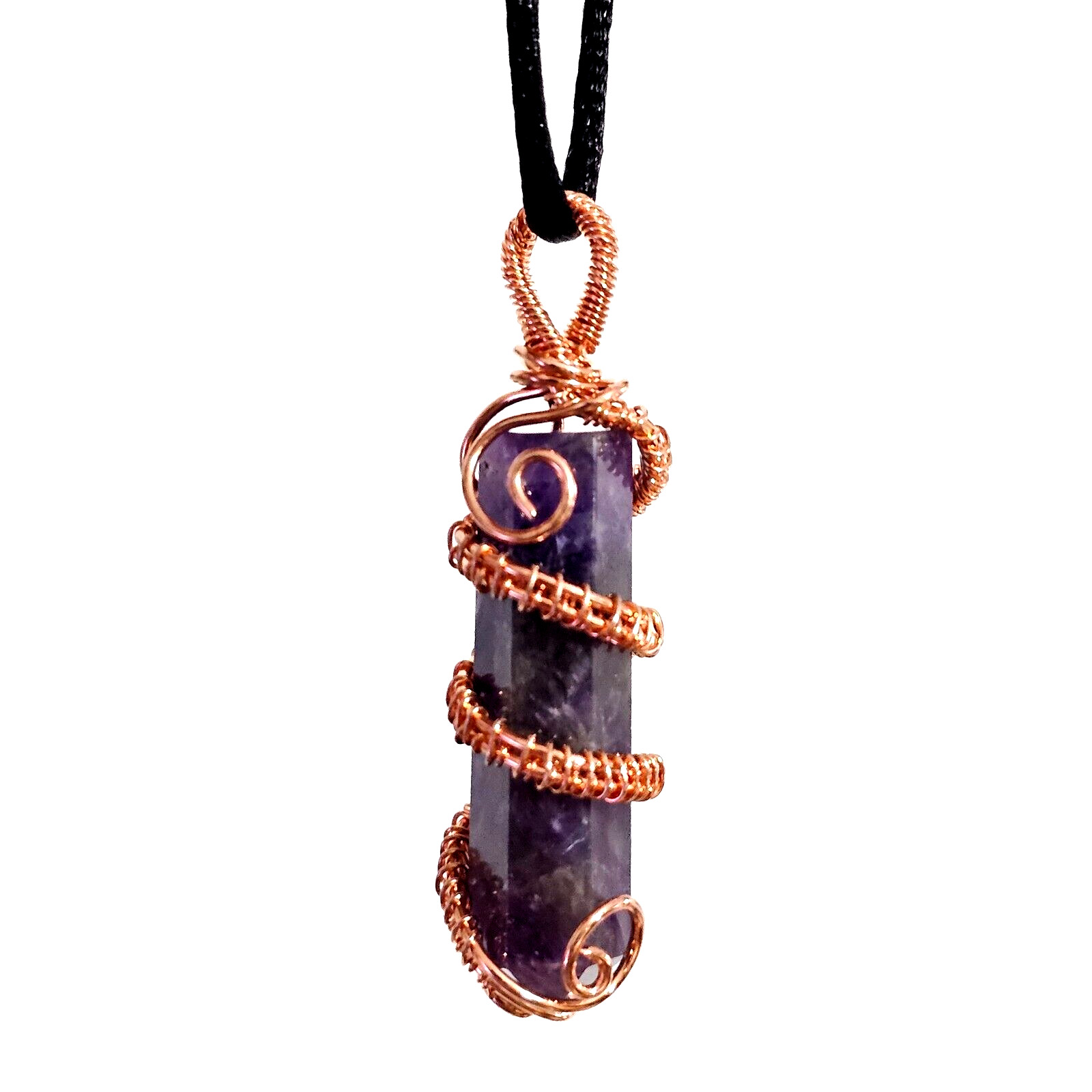Amethyst Pendant Copper Scroll Gemstone Stability Stone Necklace Jewellery
