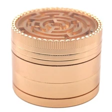 2.45" Maze Top 4 Piece Grinder Gold Color Rose Gold Color W/ Gift Box