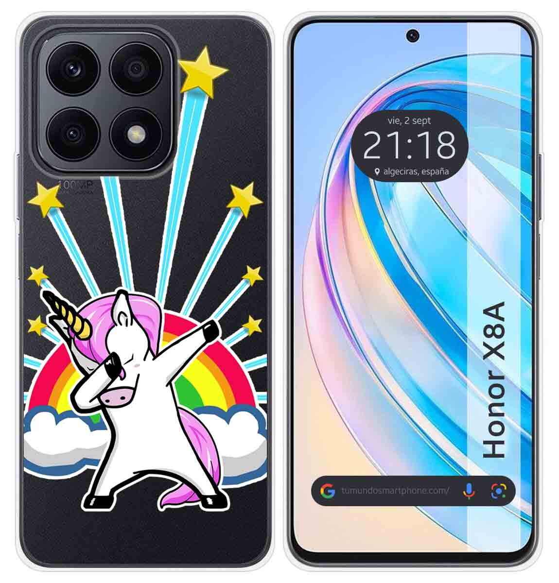 Cover Silicone Trasparente per Huawei Honor X8a Disegno Unicorno Disegni