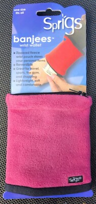Sprigs Banjees Pocket Wrist Wallet for Travel Running Hiking Pink