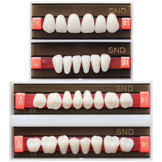 Dental B1 Shade Full Mouth Synthetic Resin Teeth Whitening Denture Fake