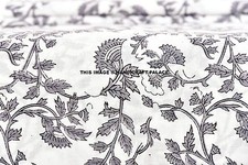 5 yard Indian Cotton Hand Block Sanganeri Printed Handmade Fabric Voile Natural