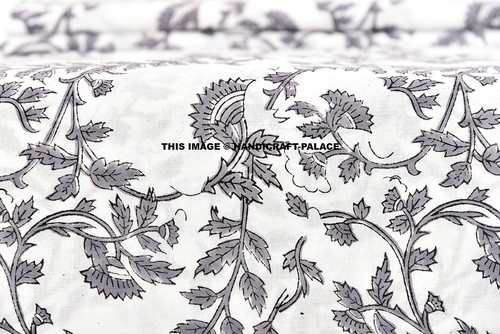 Tissu Indien Coton Imprimé Sanganeri - Fait Main, Naturel, 100% Coton, Au Mètre