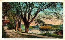 POSTCARD - Mechanics Pond, Attleboro, Mass. Pub. C.T. American Art. Unposted