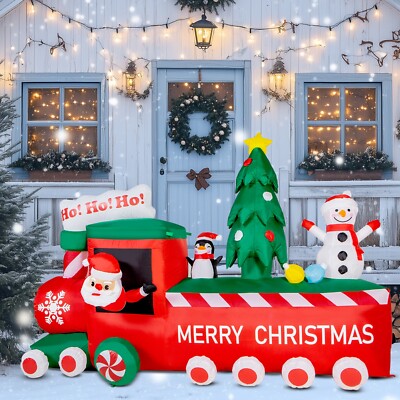 8FT Christmas Inflatable Santa Outdoor Decorations- Blow Up Santa Claus for Yard