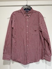 Chaps Ralph Lauren Dress Shirt Men's Large Red Plaid Button Up Long Sleeve