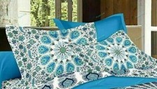 Handmade Regina Copripiumino Indiano Bohemien Floreale Cotone Set da Letto Cover