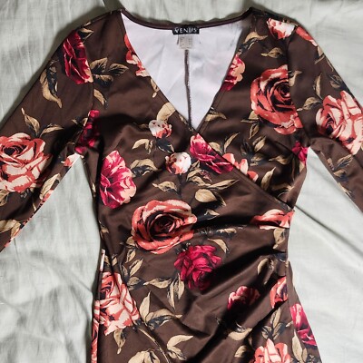 brown floral bodycon dress Momyknows Dark Brown Oblique Shoulder Sheer Draped Hem Ruched Maternity Baby Shower Maxi Dress Dark Brown / L
