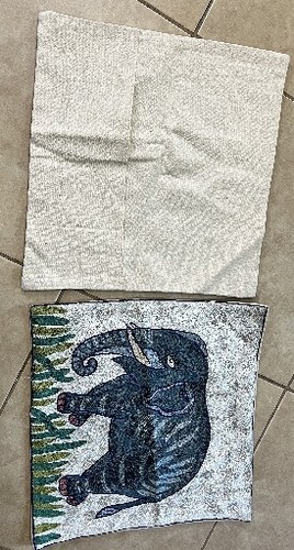 Elephant Embellished Throw Cover Case Embroidery Thread Decorative16"x16" Pair - Picture 8 of 14