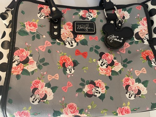Disney Boutique Minnie Mouse Floral Tote by Loungefly Large Silver Hardware - Picture 3 of 7