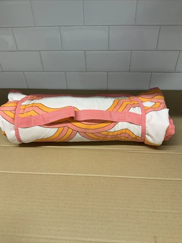 Society6 Picnic Blanket Multicolor Pink Orange Travel Water Resistant W/handle
