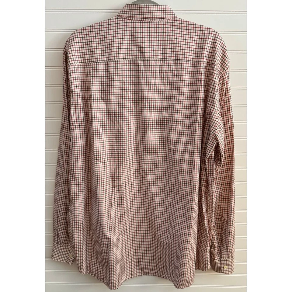 Camisa de vestir Beretta clásica a cuadros con botones informal de negocios roja blanca XL Foto 4 de 4