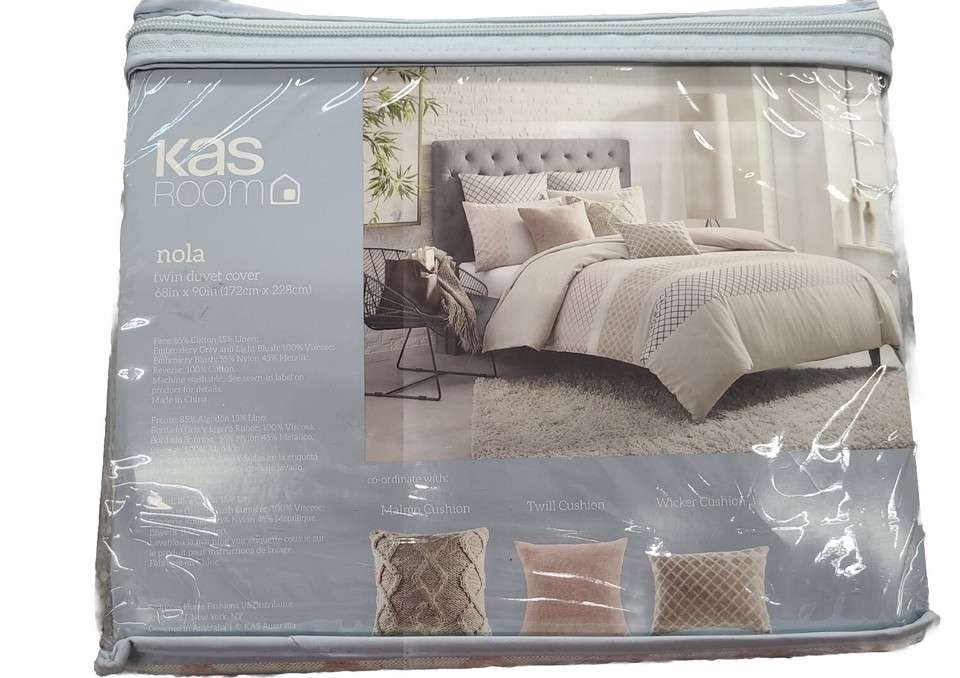 Housse De Couette Double Kas Room Logan - 100% Coton - Gris Jaune Blanc - Livraison Gratuite