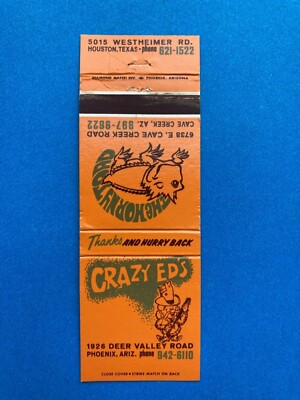 Matchbook Cover:  Crazy Ed's - Phoenix, AZ & Houston, TX - 20 Strike