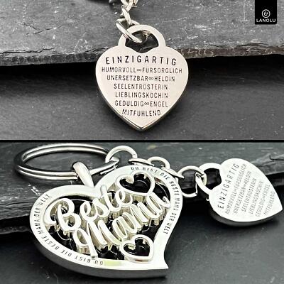 Schlüsselanhänger Geschenk Für Mama – Mit Gravur, Aus Edelstahl, Silber, Als Dankeschön Oder Zum Muttertag