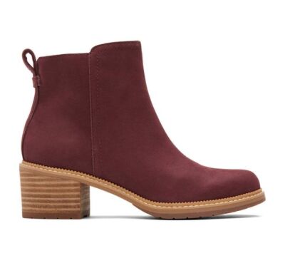 TOMS Marina Leather Burgundy Red RARE COLOR High Heel Boots Sz 11 NEW  blt11j4