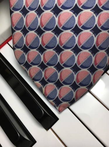 EMANUEL UNGARO /Designer Vintage Retro Two-Tone Blue & Pink Spheres Silk Necktie - Picture 5 of 8