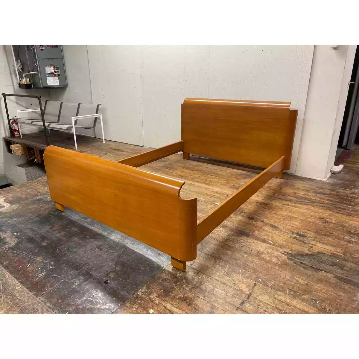 Full Size Paul Goldman Ply Modern Molded Plywood Maple Bed Frame