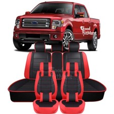 For Ford F-150 F-250 F-350 2009-2021 Leather Car Seat Covers 5-seats Cushion Red For Ford F-150 F-250 F-350 2009-2021 Leather Car Seat Covers 5-seats Cushion Red