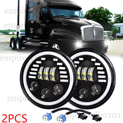 2x For Kenworth T2000 1997-2011 DOT 7'' Inch Round LED Headlights High Low Beam