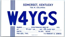 Postcard - "W4YGS" - Somerset, Kentucky