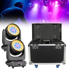 2PCS 19x15W LED Zoom Moving Head Stage Light RGBW DMX Beam w/ Case DJ Disco Bar