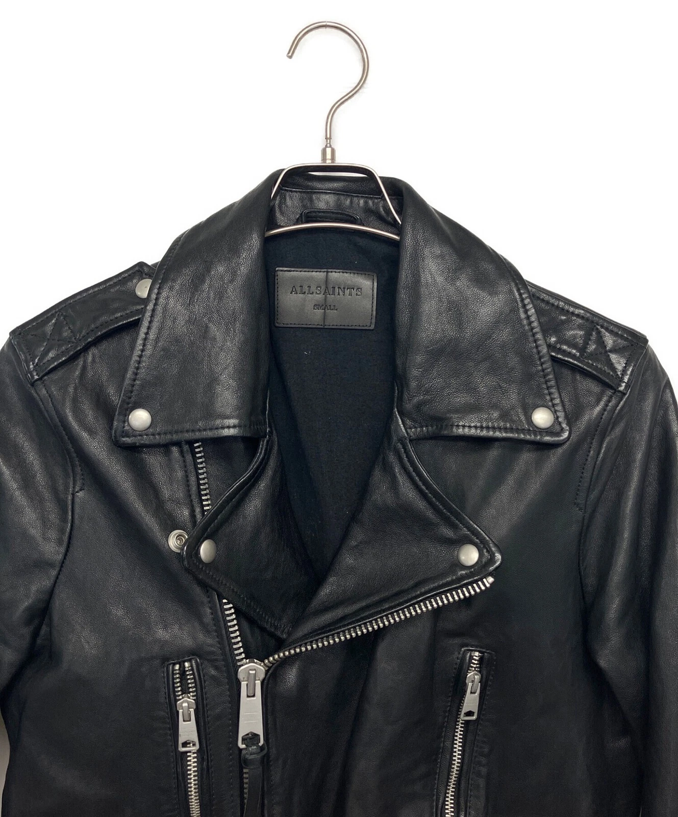 ALL SAINTS Double Riders Leather Jacket Men's Size S Black - product detail image 2
