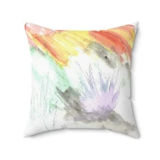 Square Throw Pillow Lavander Drift — Minimal Brushstroke Accent
