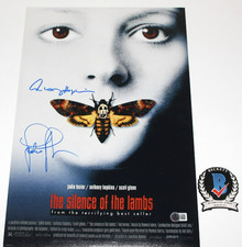ANTHONY HOPKINS JODIE FOSTER SIGNED SILENCE OF THE LAMBS MOVIE POSTER 1 BECKETT