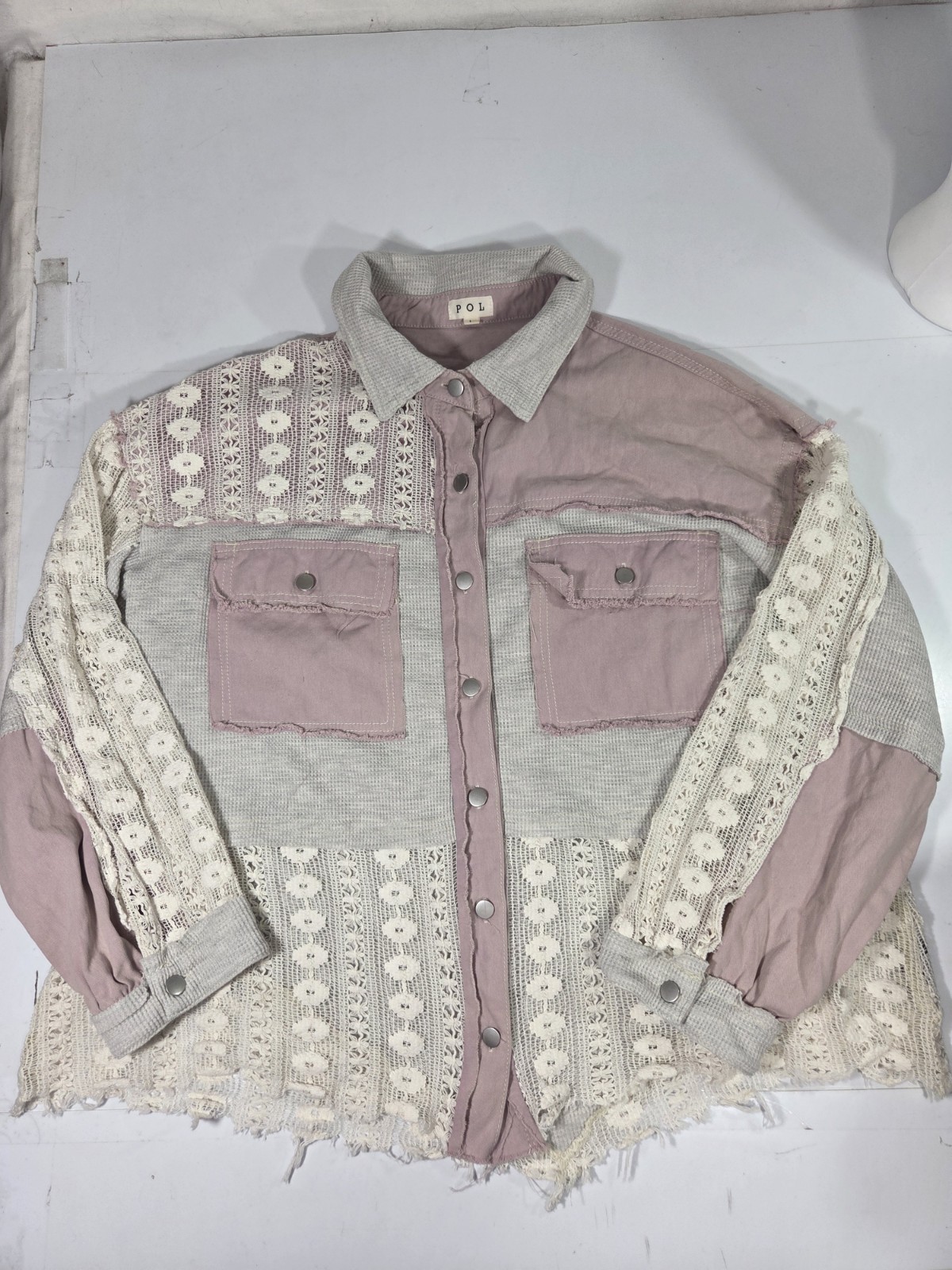 POL Honeylace Jacket Oversized Patchwork Purple L… - image 4