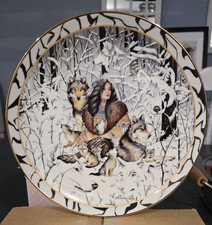 Assiette de collection en porcelaine Bradford Exchange Native Harmony Wolf Diana Casey certificat d'authenticité