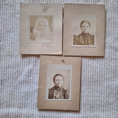 Vintage Victorian D.C. Moll Photographer Lot 3 Cabinet Card Photos Women Baby