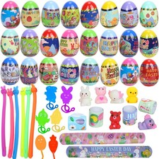 24 Pack Pre-Filled Easter Eggs for Kids, Easter Eggs with Toy Inside for East...