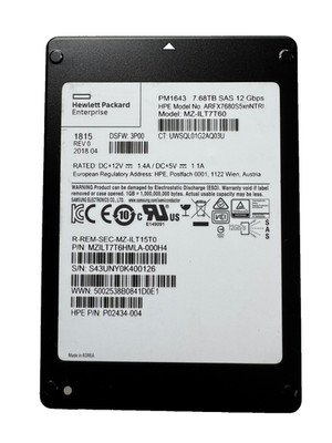 HPE SAMSUNG PM1643 7.68TB 2.5'' 12Gbps SAS SSD/Low Hours/Excellent HEALTH-96%