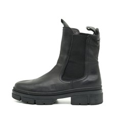 Tamaris Damen Chelsea Boot Stiefeletten Schwarz Leder Profilsohle Boots EU 38