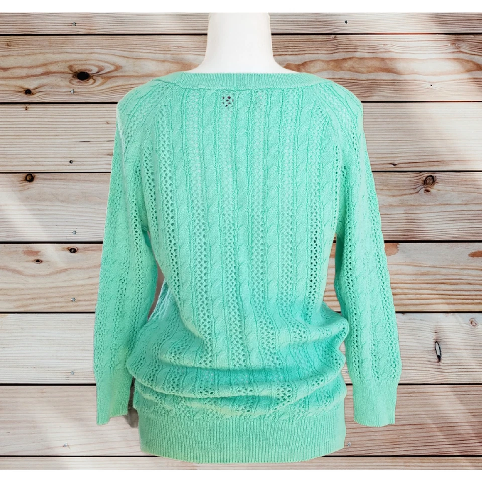 Kohls patrón de cuerda azul claro tejido manga 3/4 - talla XL Foto 2 de 4